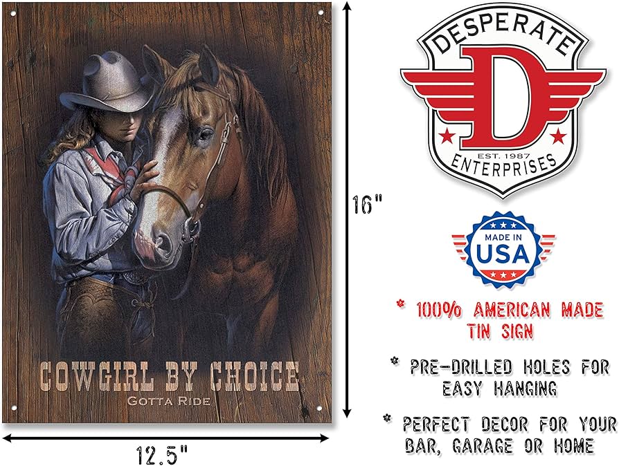 Amazon.co.jp: Desperate Enterprises Cowgirl by Choice ブリキ看板